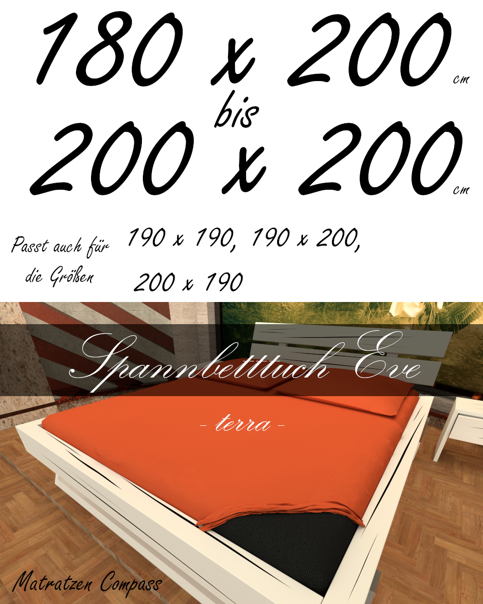 Hochwertiges Spannbetttuch 200 x 200 Eve terra - bestens geeignet für Matratzen bis 24 cm Höhe