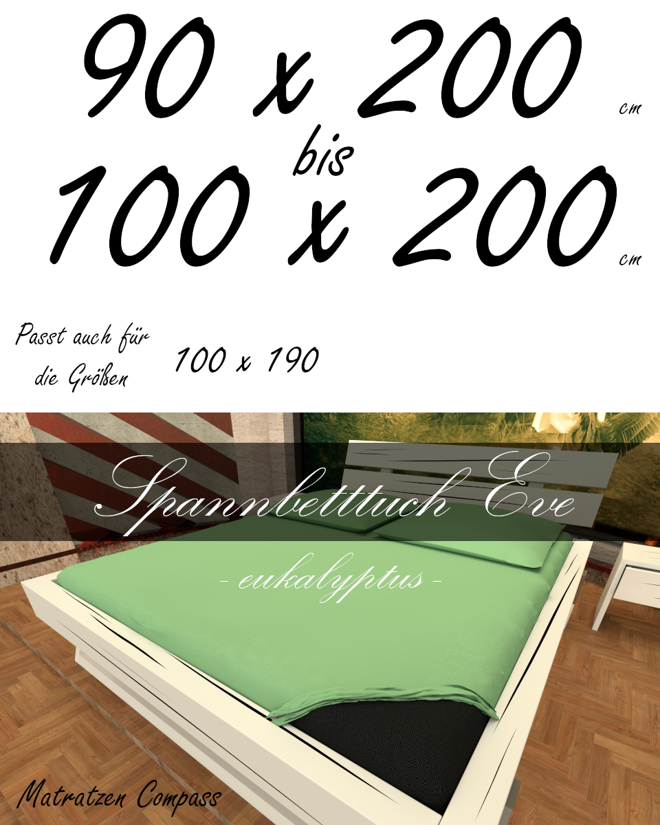 Hochwertiges Spannbetttuch 100 x 200 Eve eukalyptus - bestens geeignet für Matratzen bis 24 cm Höhe