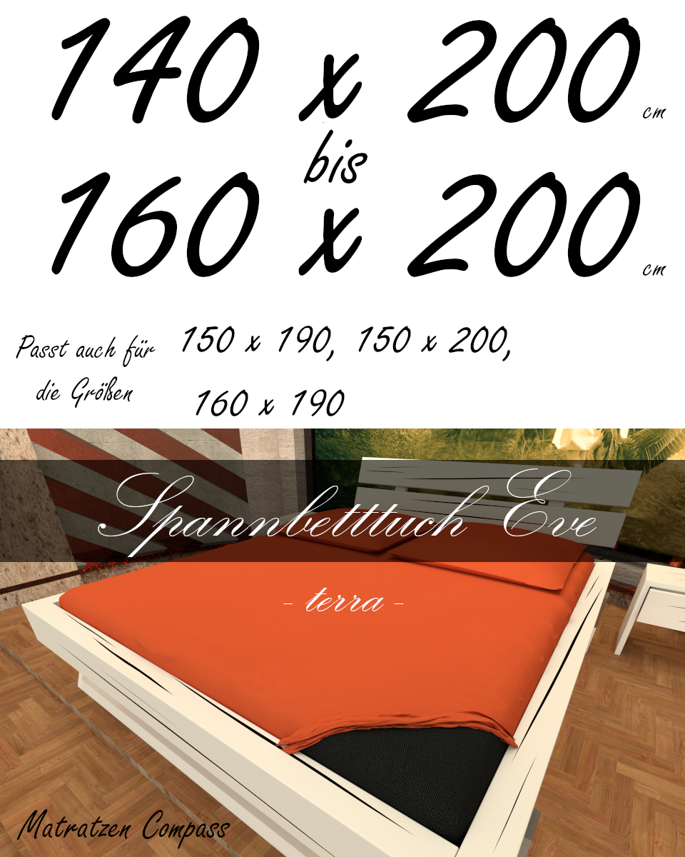 Hochwertiges Spannbetttuch 150 x 200 Eve terra - bestens geeignet für Matratzen bis 24 cm Höhe