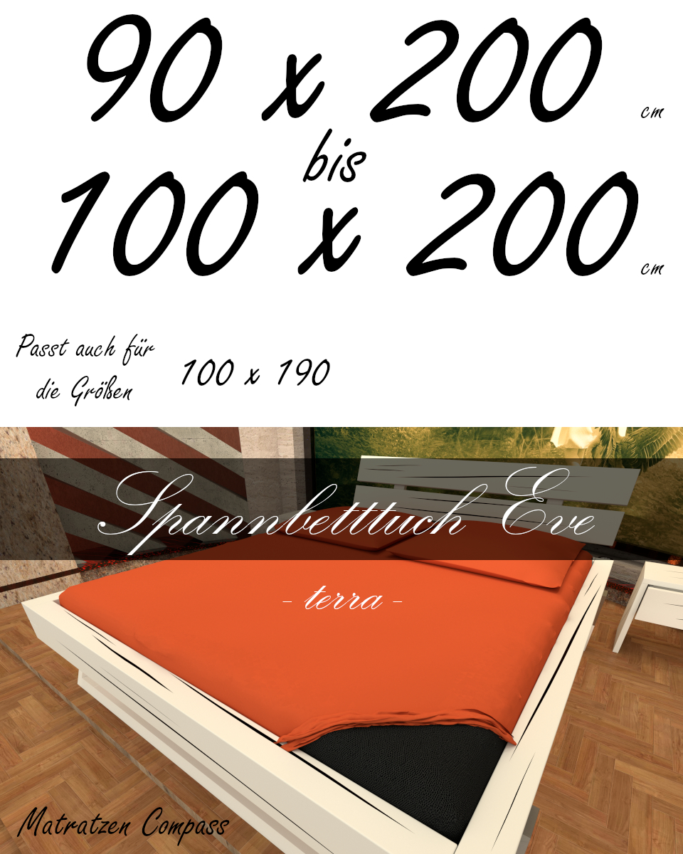 Hochwertiges Spannbetttuch 100 x 200 Eve terra - bestens geeignet für Matratzen bis 24 cm Höhe