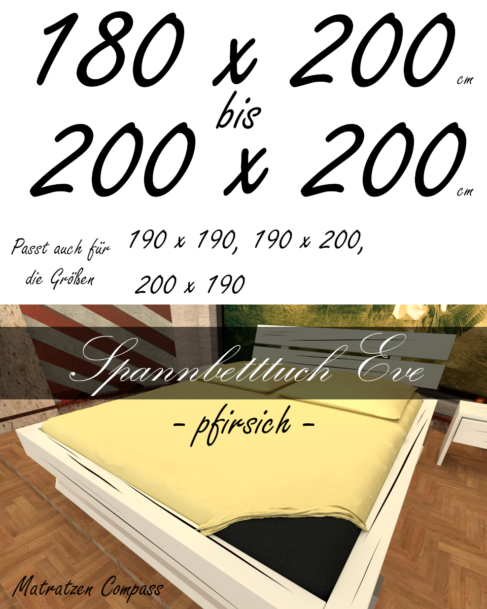 Hochwertiges Spannbetttuch 200 x 200 Eve pfirsich - bestens geeignet für Matratzen bis 24 cm Höhe