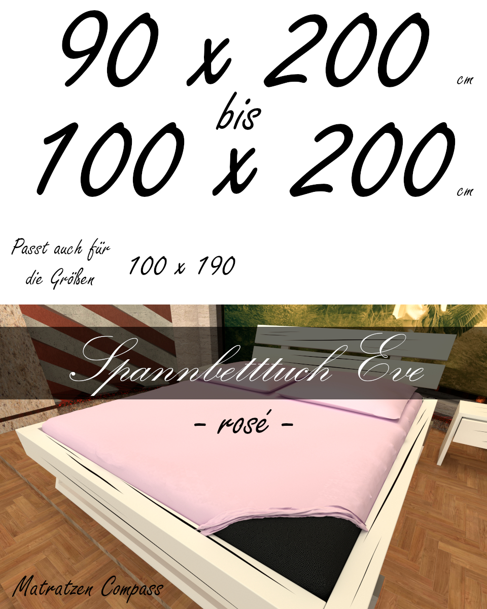 Hochwertiges Spannbetttuch 100 x 200 Eve rosé - bestens geeignet für Matratzen bis 24 cm Höhe