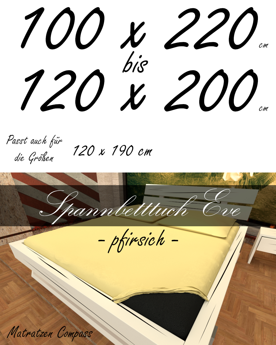 Hochwertiges Spannbetttuch 120 x 200 Eve pfirsich - bestens geeignet für Matratzen bis 24 cm Höhe