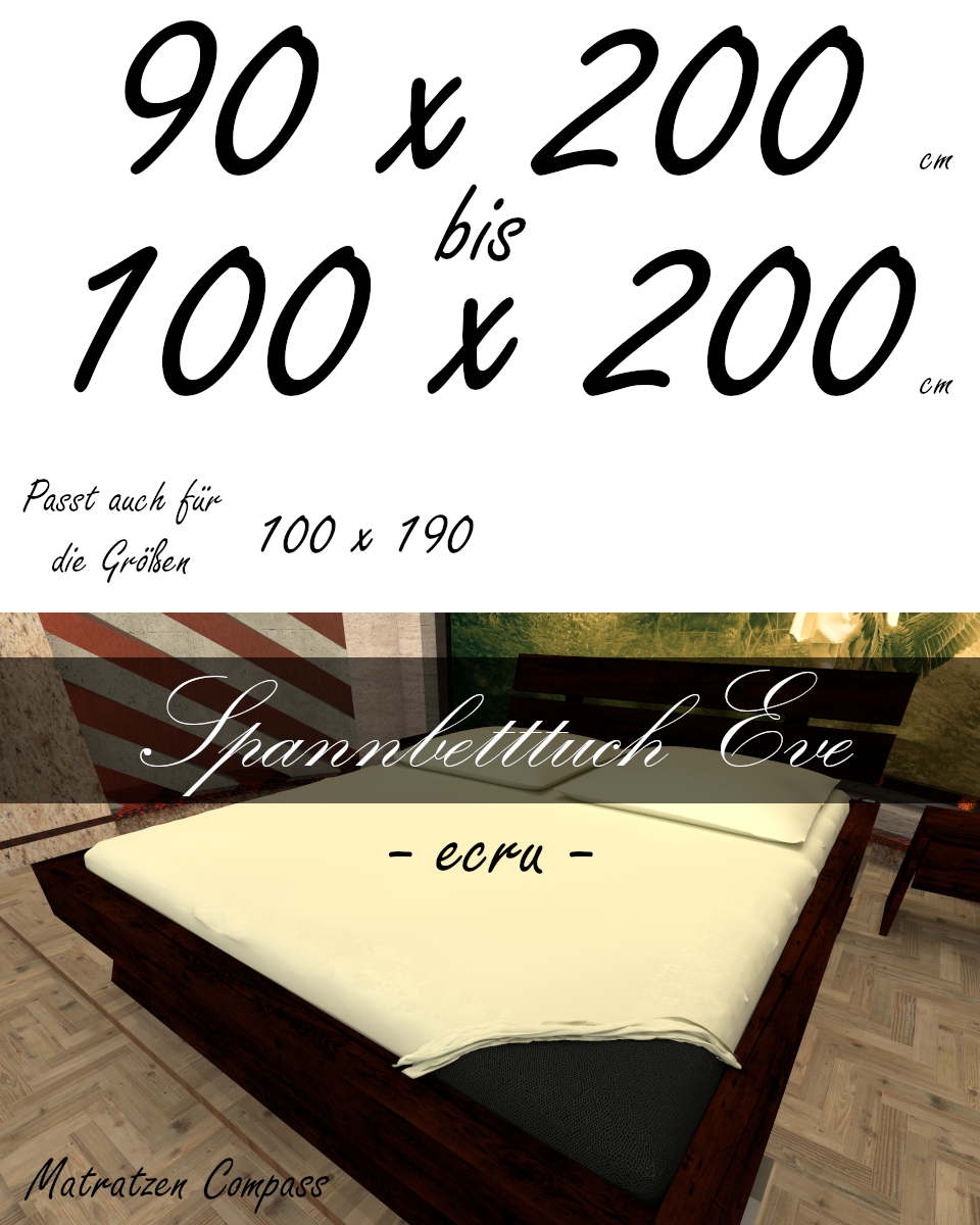 Hochwertiges Spannbetttuch 100 x 200 Eve ecru - bestens geeignet für Matratzen bis 24 cm Höhe