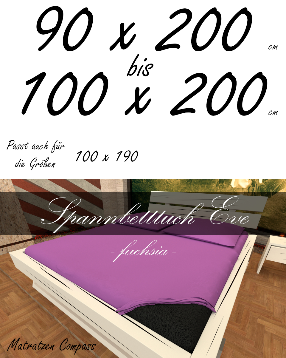Hochwertiges Spannbetttuch 100 x 200 Eve fuchsia - bestens geeignet für Matratzen bis 24 cm Höhe