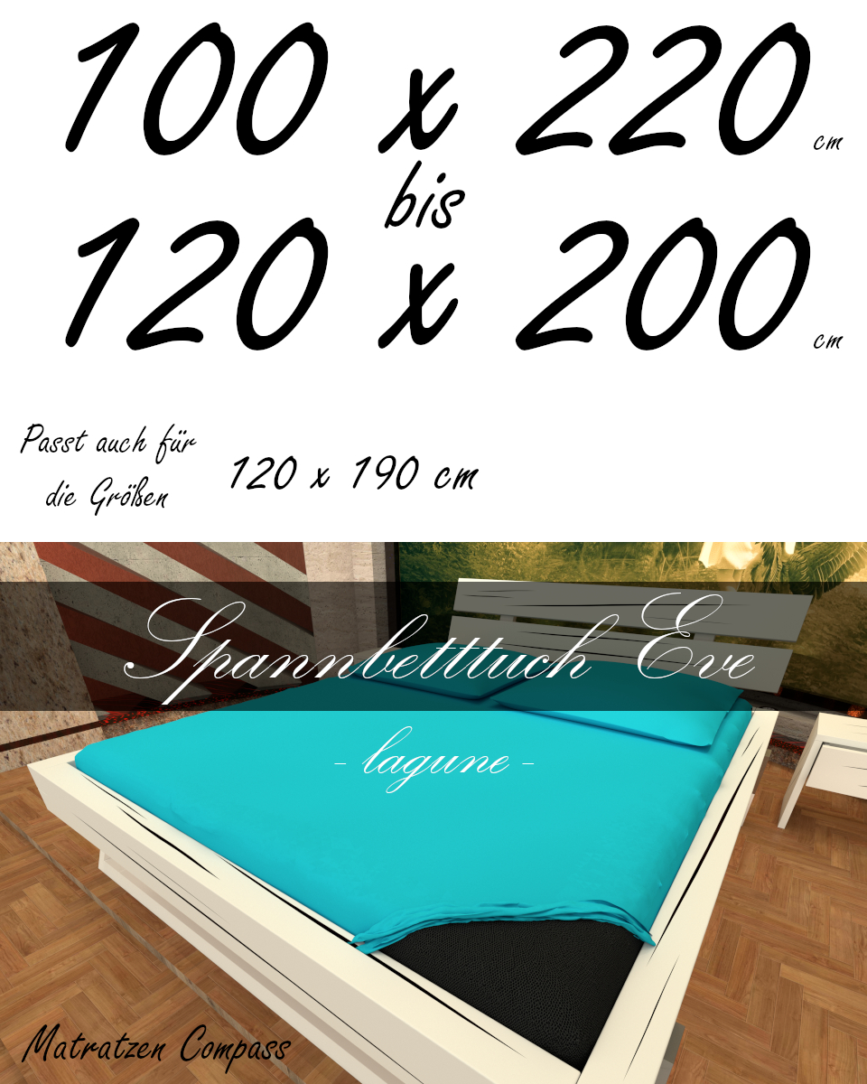 Hochwertiges Spannbetttuch 120 x 200 Eve lagune - bestens geeignet für Matratzen bis 24 cm Höhe