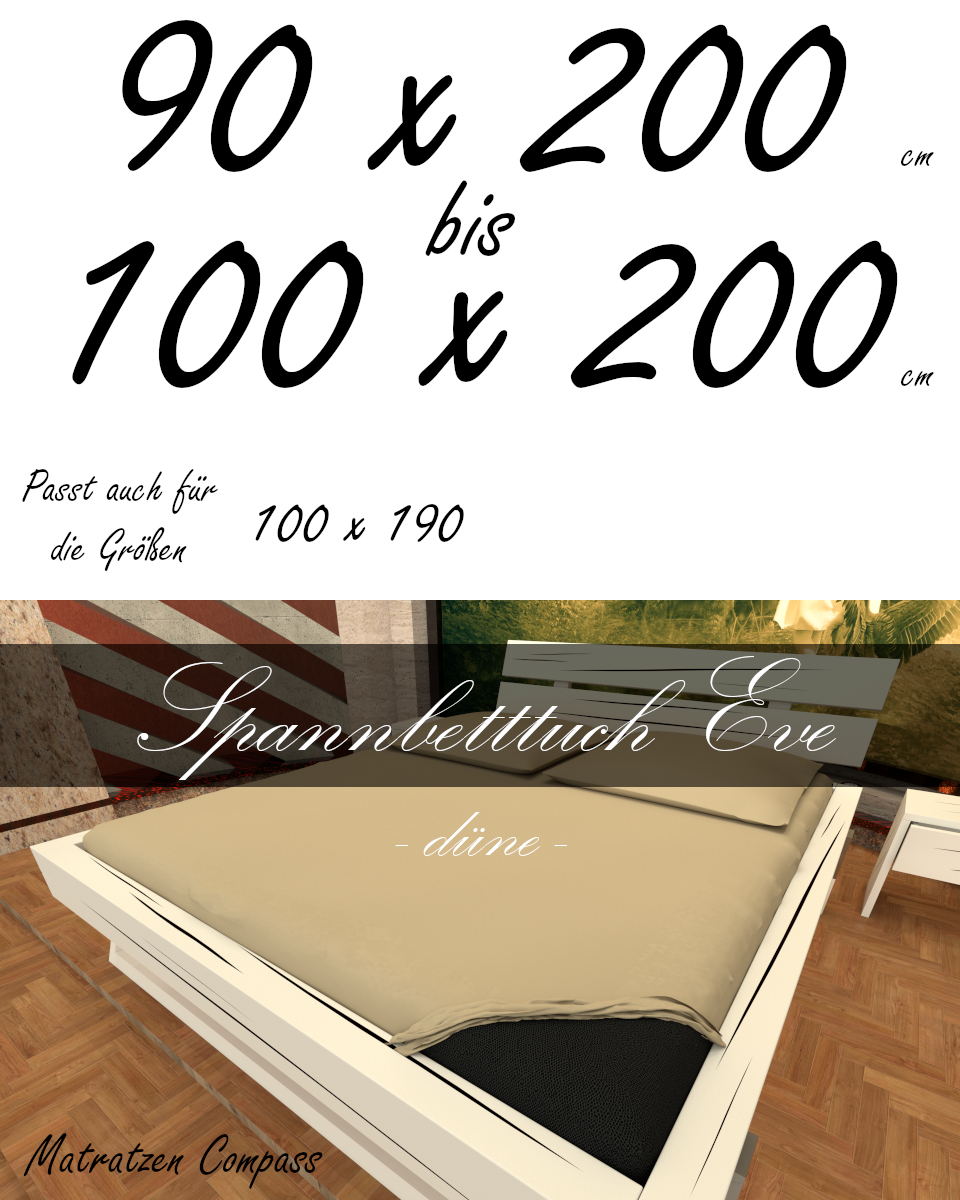 Hochwertiges Spannbetttuch 100 x 200 Eve düne - bestens geeignet für Matratzen bis 24 cm Höhe