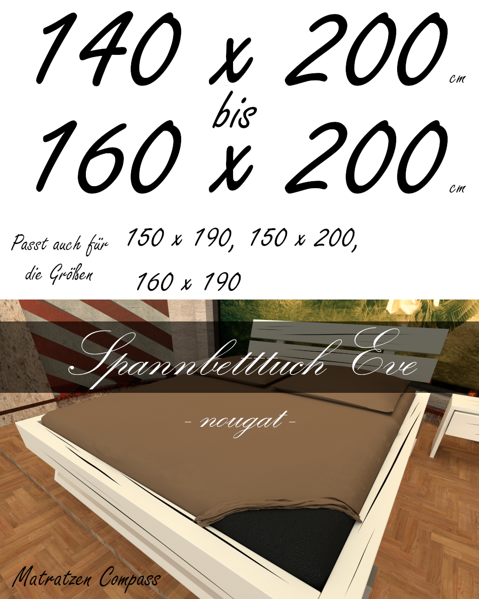 Hochwertiges Spannbetttuch 150 x 200 Eve nougat - bestens geeignet für Matratzen bis 24 cm Höhe