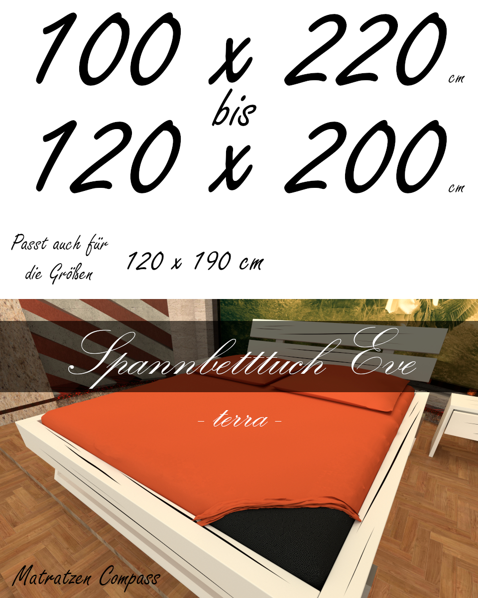 Hochwertiges Spannbetttuch 120 x 200 Eve terra - bestens geeignet für Matratzen bis 24 cm Höhe