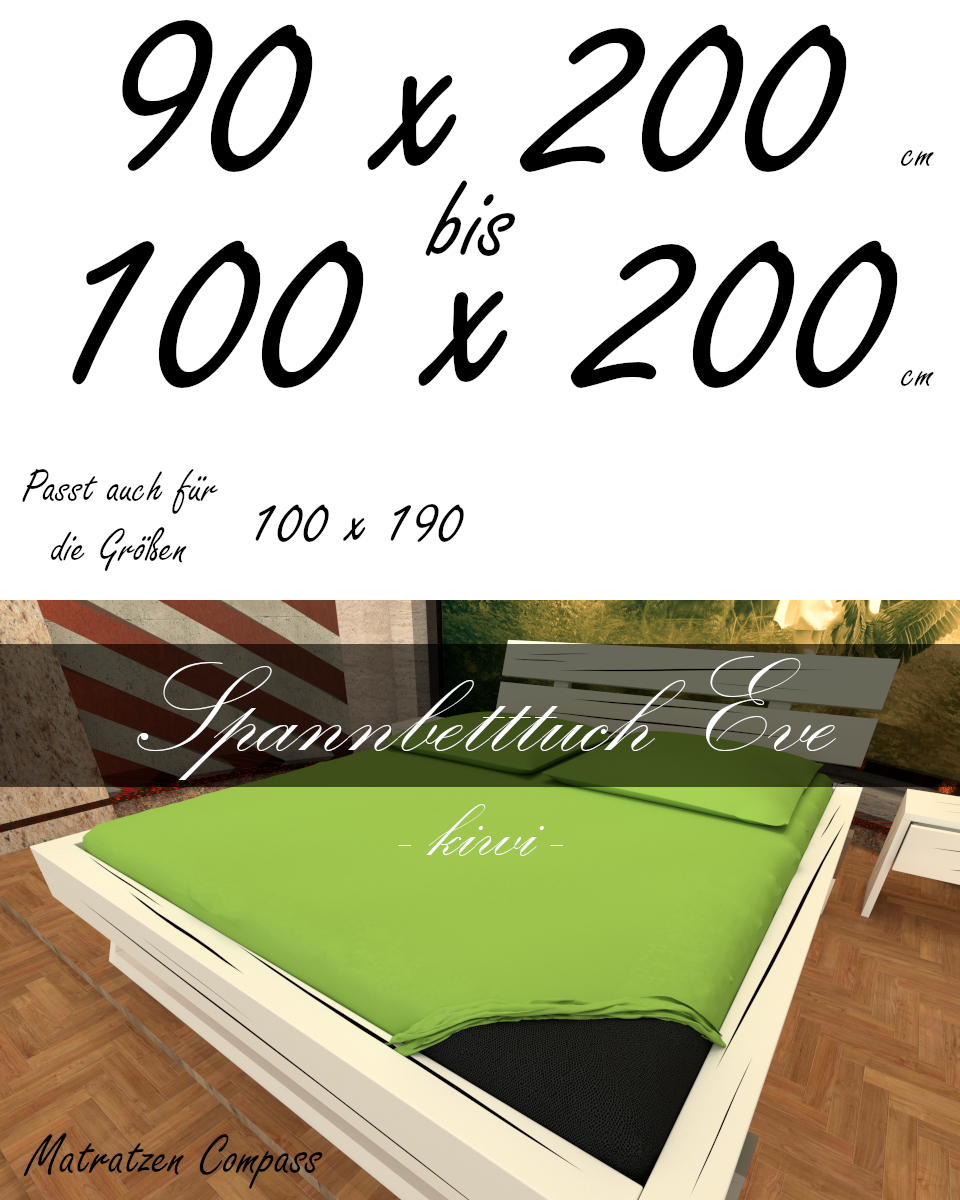 Hochwertiges Spannbetttuch 100 x 200 Eve kiwi - bestens geeignet für Matratzen bis 24 cm Höhe