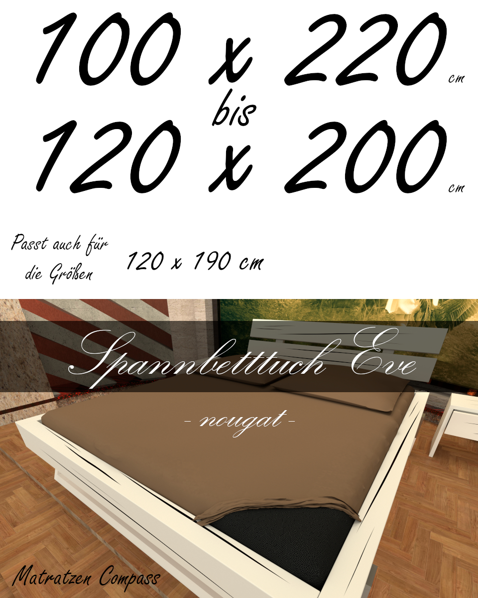 Hochwertiges Spannbetttuch 120 x 200 Eve nougat - bestens geeignet für Matratzen bis 24 cm Höhe
