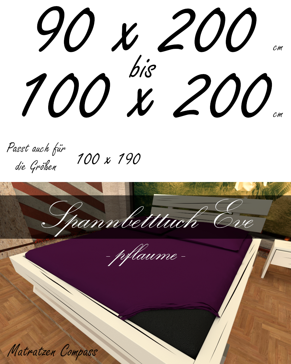 Hochwertiges Spannbetttuch 100 x 200 Eve pflaume - bestens geeignet für Matratzen bis 24 cm Höhe