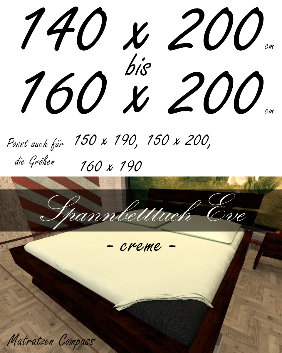Hochwertiges Spannbetttuch 150 x 200 Eve creme - bestens geeignet für Matratzen bis 24 cm Höhe