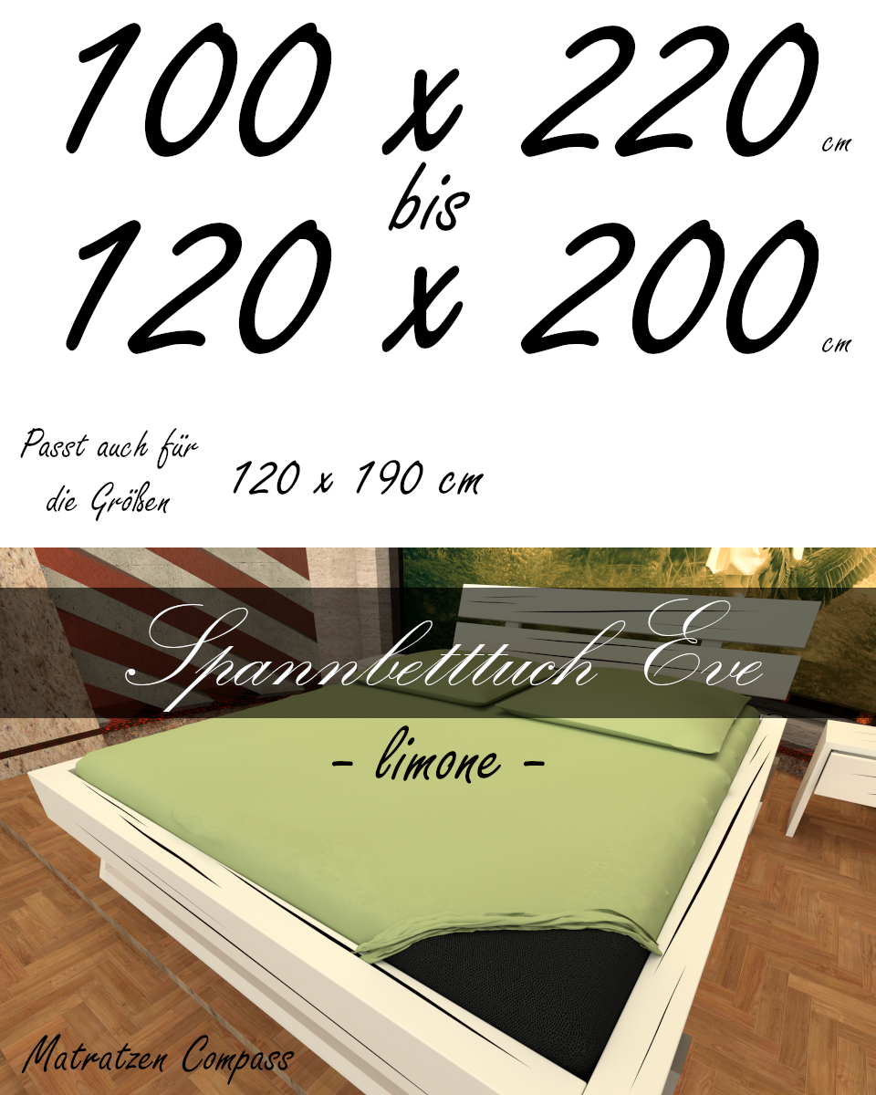 Hochwertiges Spannbetttuch 120 x 200 Eve limone - bestens geeignet für Matratzen bis 24 cm Höhe