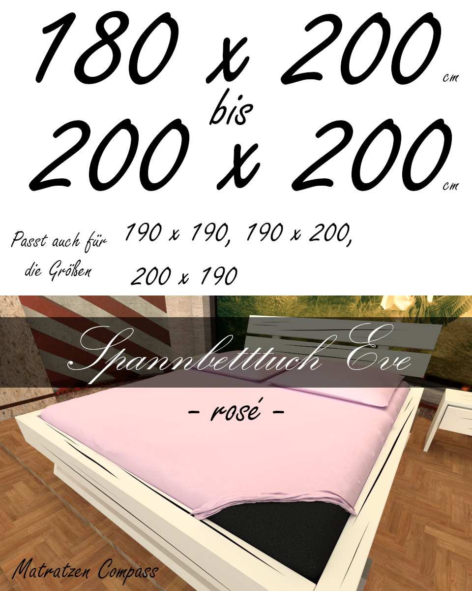 Hochwertiges Spannbetttuch 200 x 200 Eve rosé - bestens geeignet für Matratzen bis 24 cm Höhe