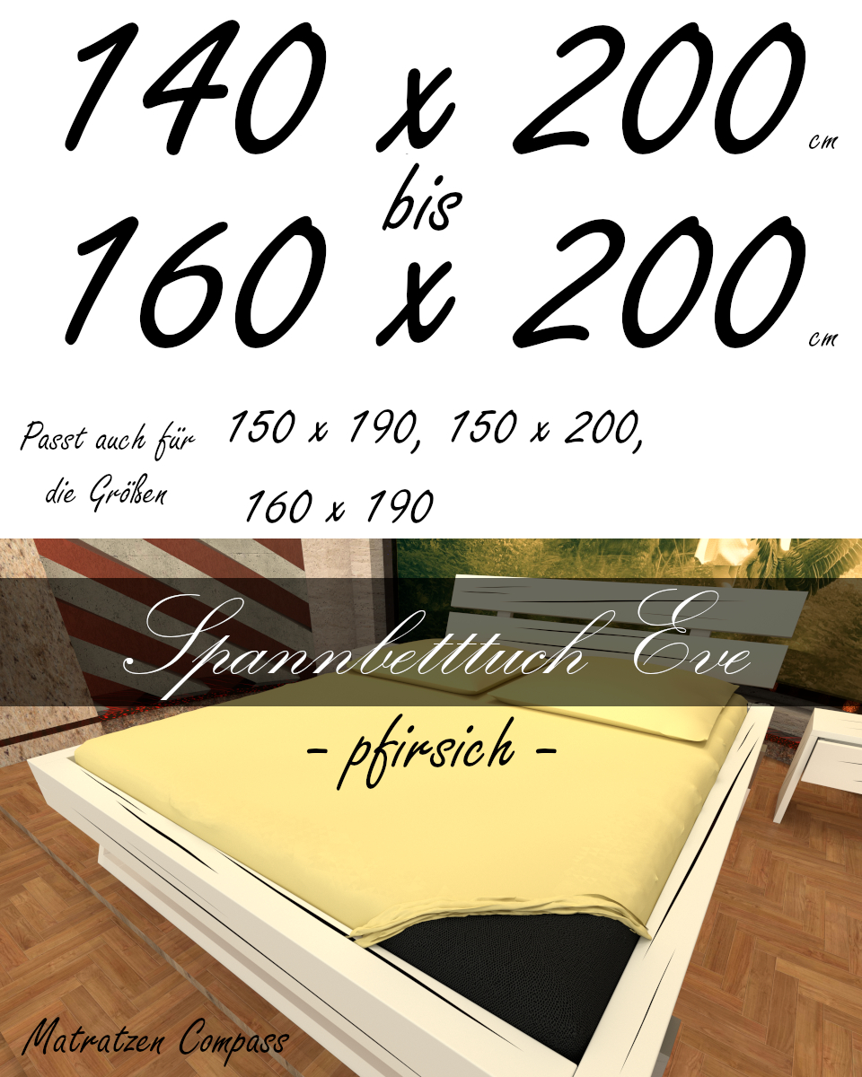 Hochwertiges Spannbetttuch 150 x 200 Eve pfirsich - bestens geeignet für Matratzen bis 24 cm Höhe