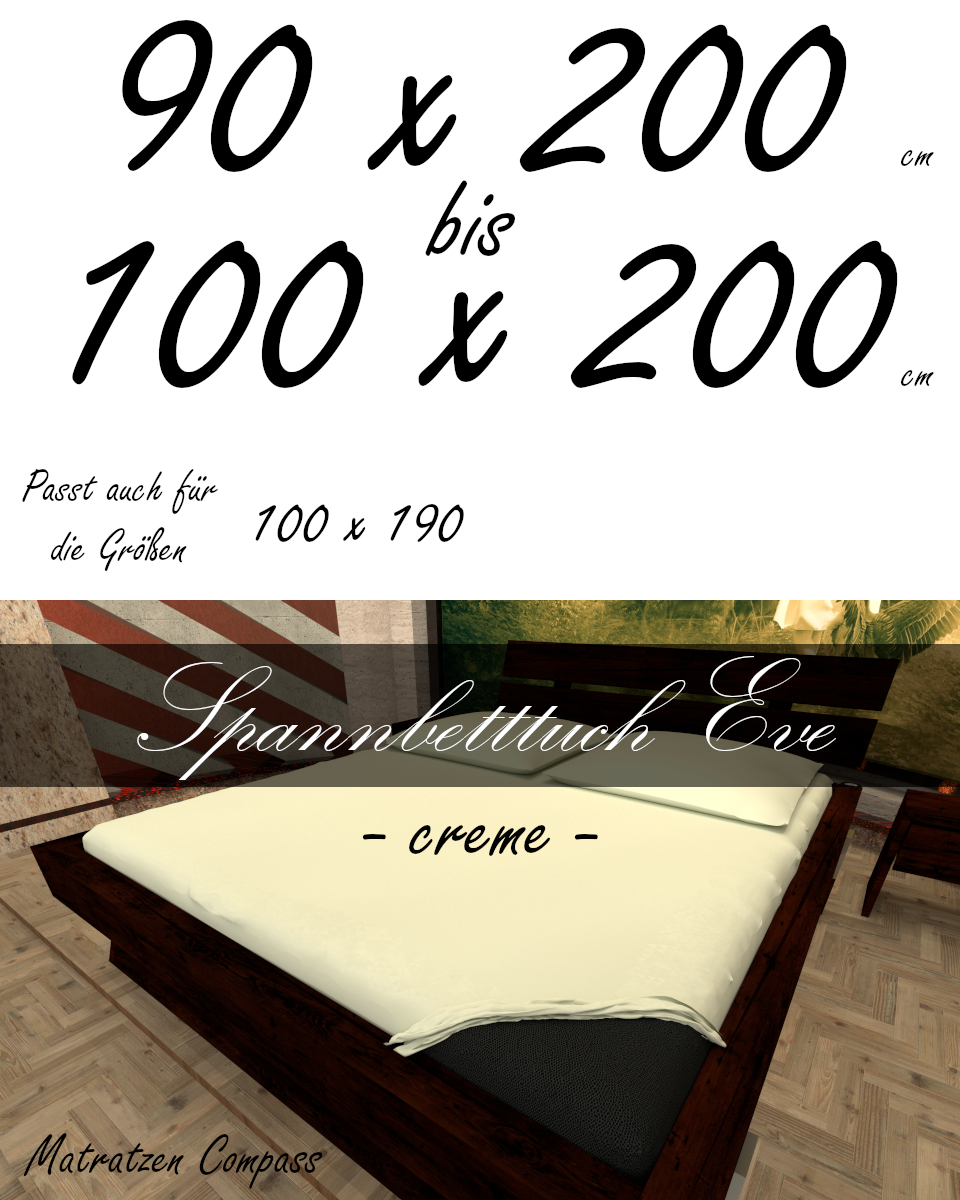 Hochwertiges Spannbetttuch 100 x 200 Eve creme - bestens geeignet für Matratzen bis 24 cm Höhe