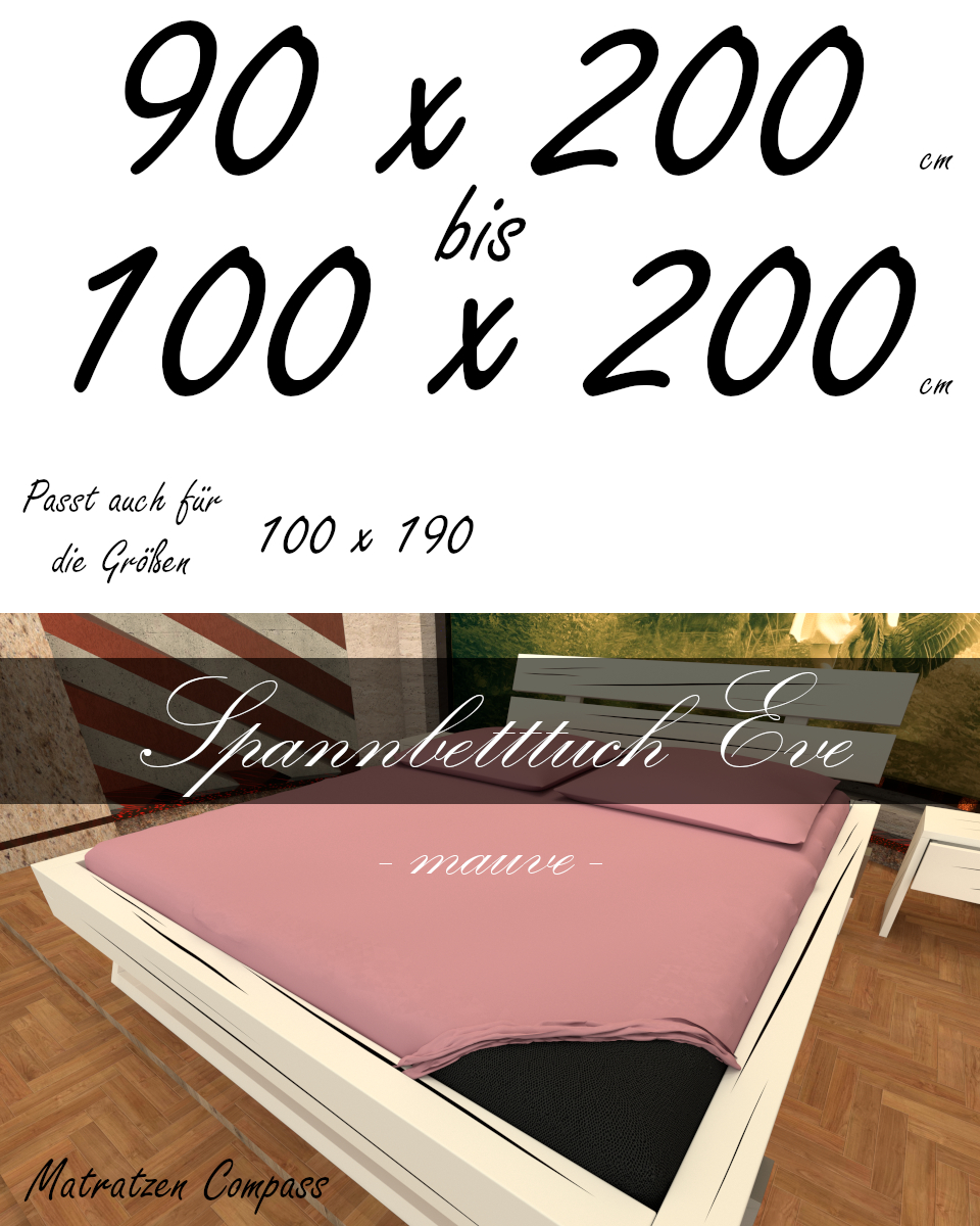Hochwertiges Spannbetttuch 100 x 200 Eve mauve - bestens geeignet für Matratzen bis 24 cm Höhe