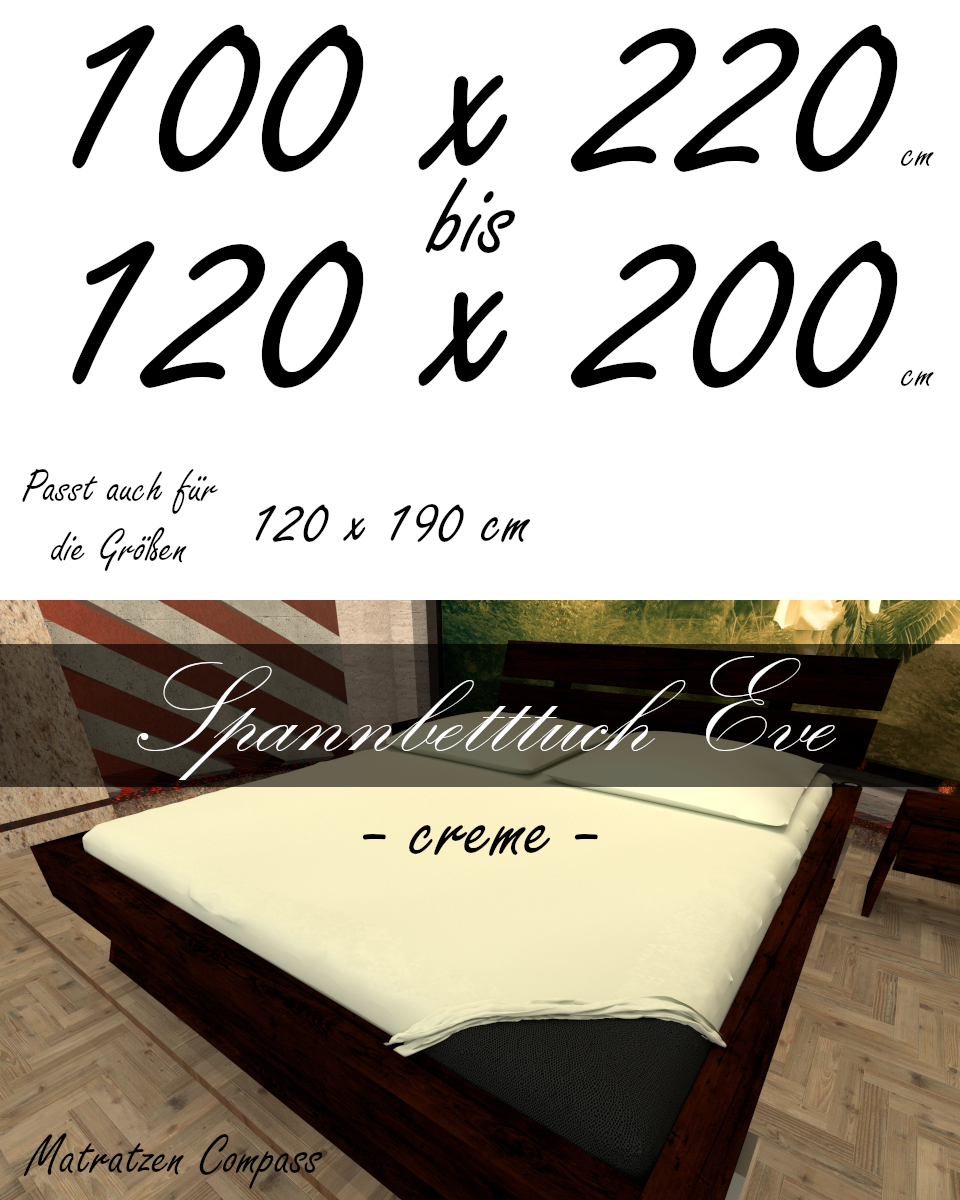 Hochwertiges Spannbetttuch 120 x 200 Eve creme - bestens geeignet für Matratzen bis 24 cm Höhe