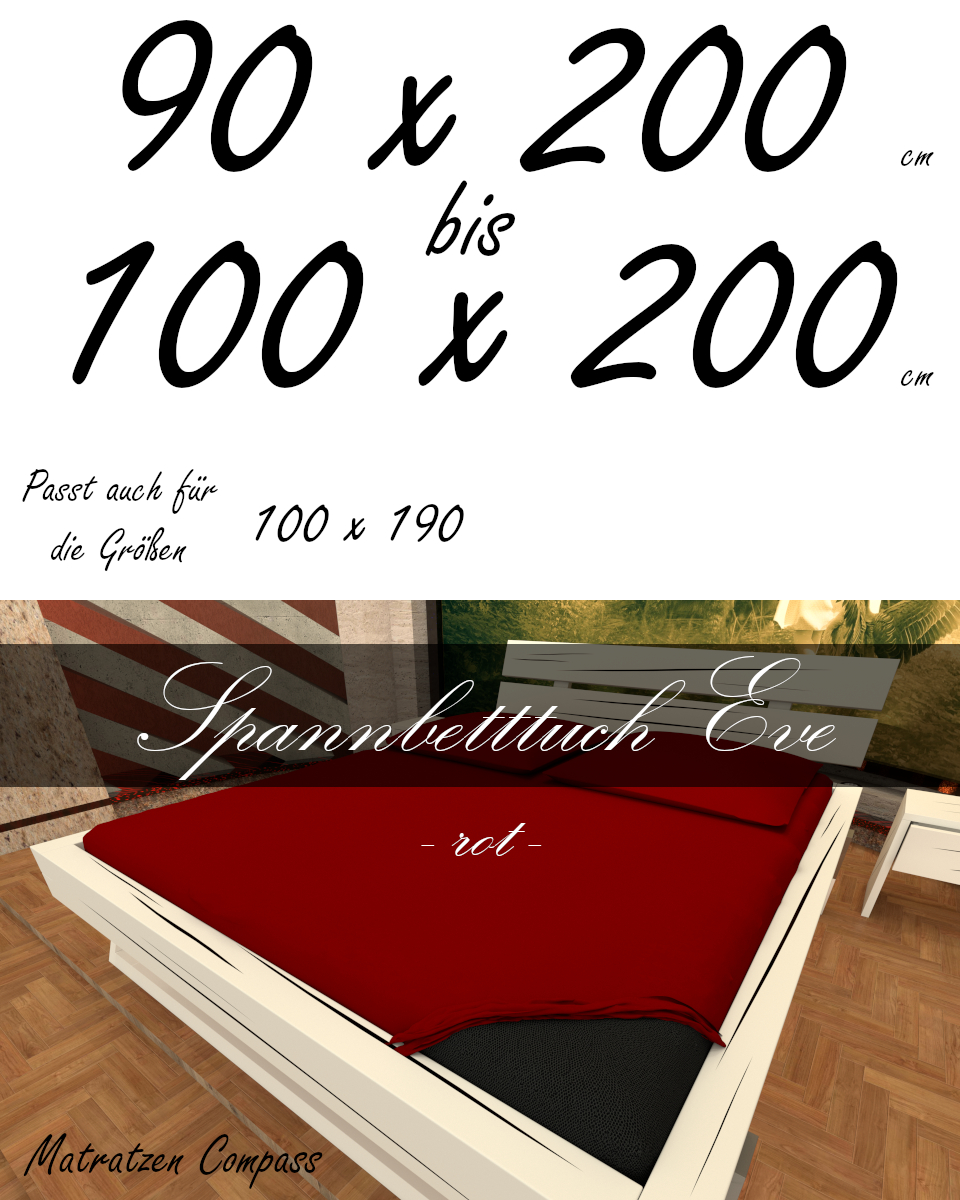 Hochwertiges Spannbetttuch 100 x 200 Eve rot - bestens geeignet für Matratzen bis 24 cm Höhe