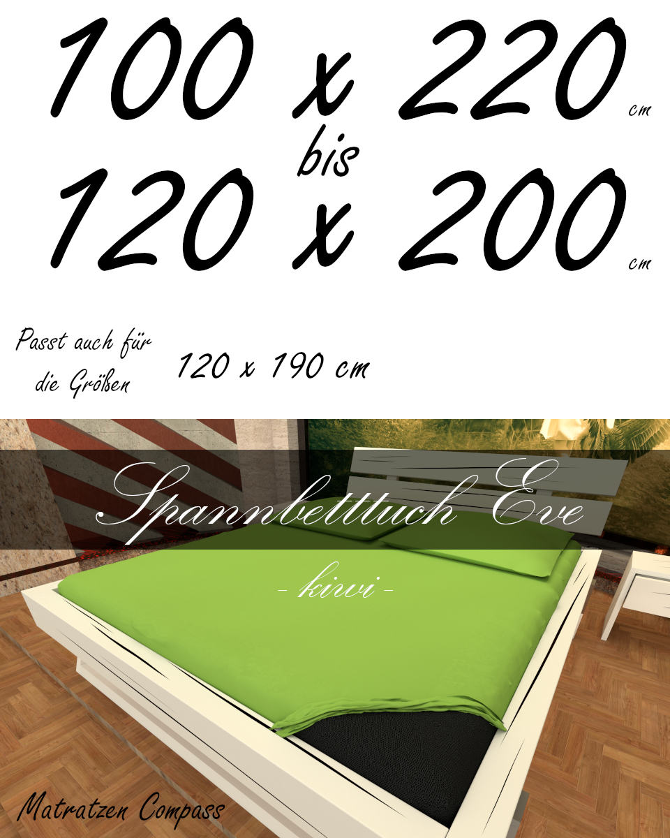 Hochwertiges Spannbetttuch 120 x 200 Eve kiwi - bestens geeignet für Matratzen bis 24 cm Höhe