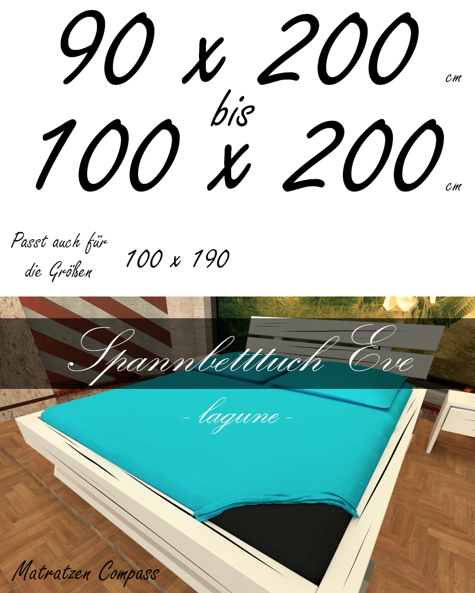 Hochwertiges Spannbetttuch 100 x 200 Eve lagune - bestens geeignet für Matratzen bis 24 cm Höhe