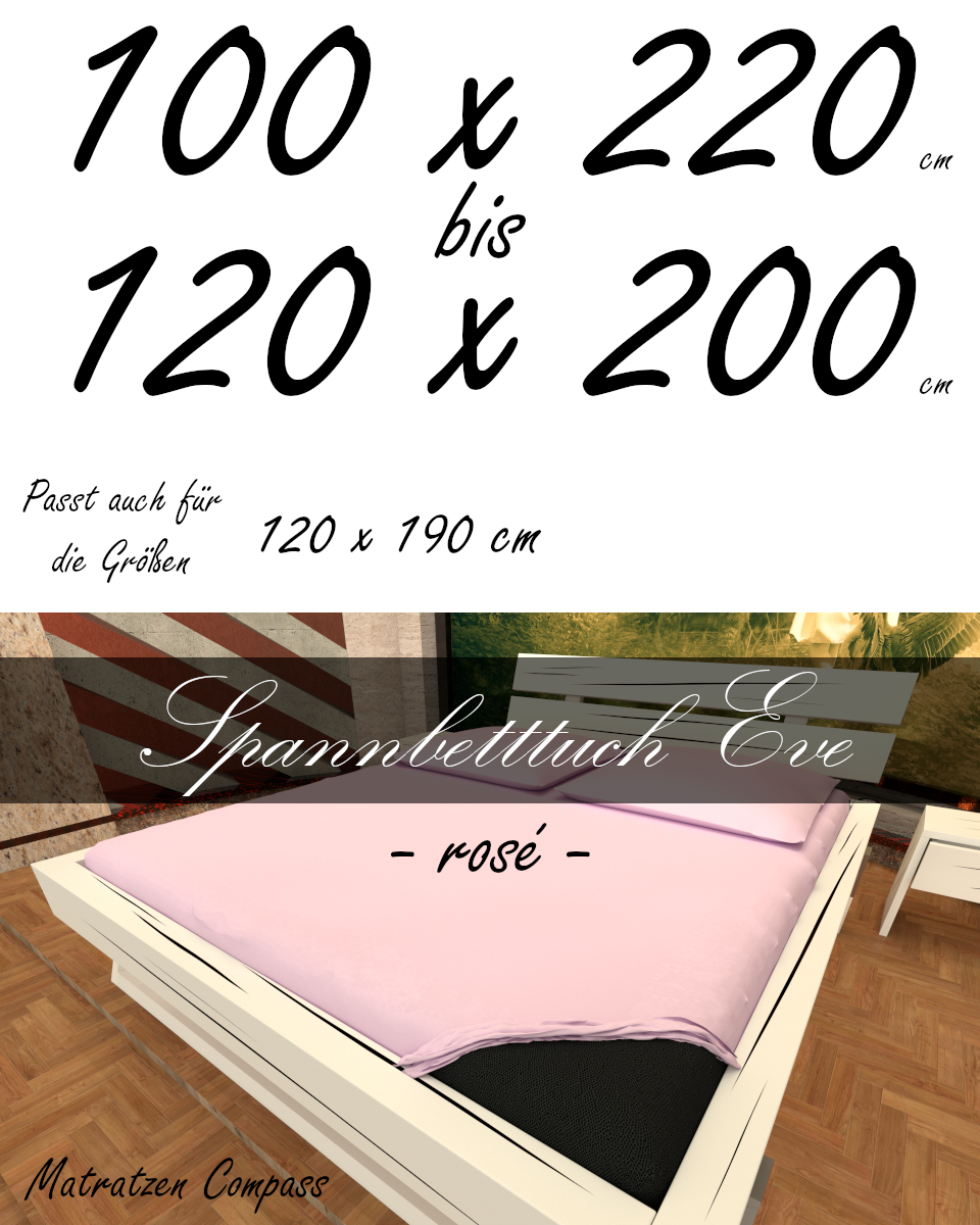 Hochwertiges Spannbetttuch 120 x 200 Eve rosé - bestens geeignet für Matratzen bis 24 cm Höhe