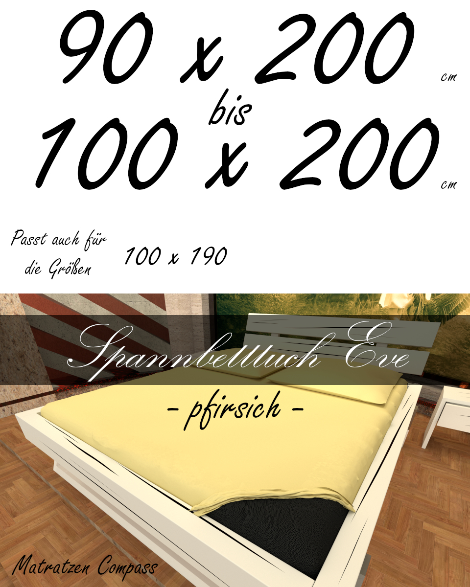 Hochwertiges Spannbetttuch 100 x 200 Eve pfirsich - bestens geeignet für Matratzen bis 24 cm Höhe