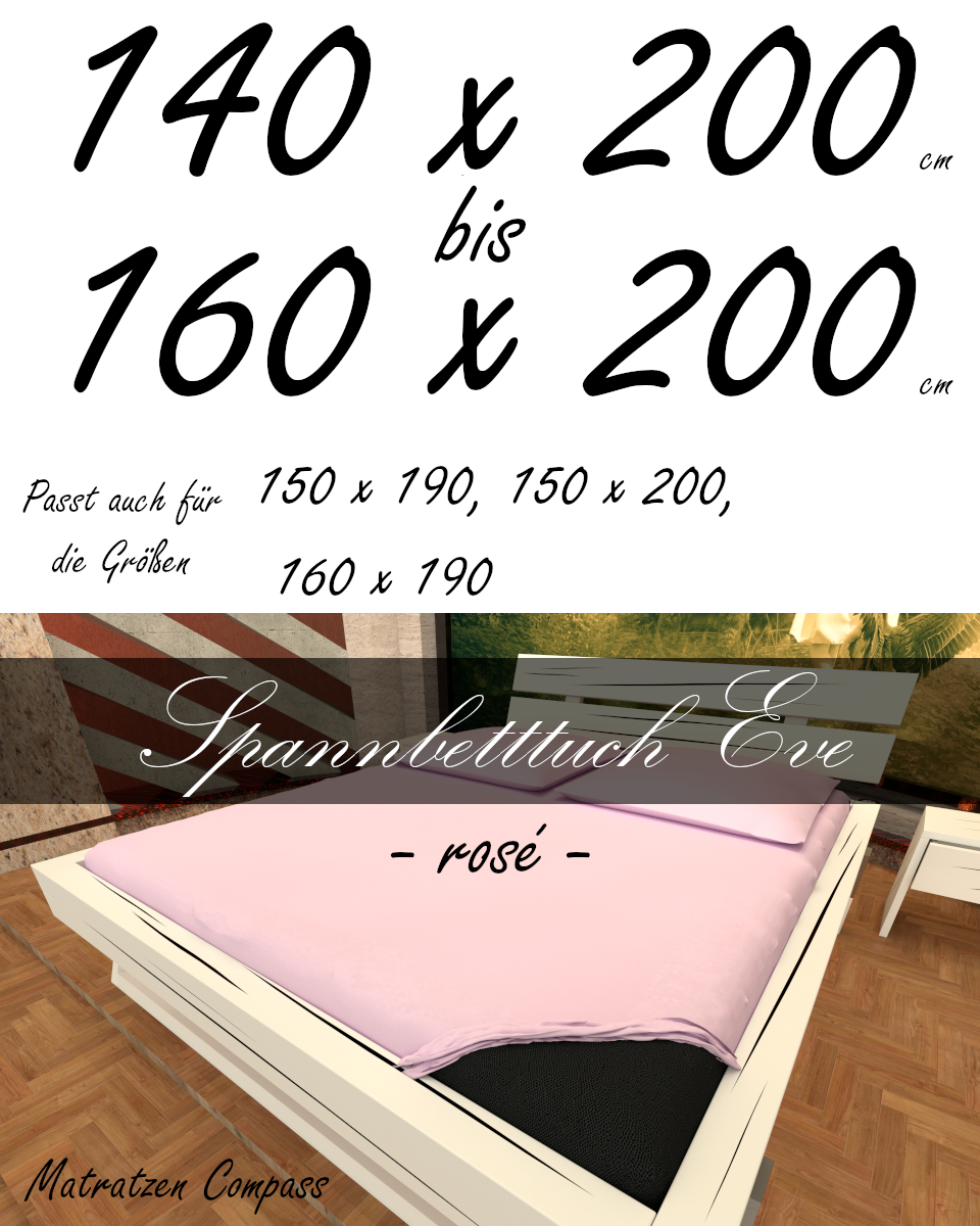 Hochwertiges Spannbetttuch 150 x 200 Eve rosé - bestens geeignet für Matratzen bis 24 cm Höhe