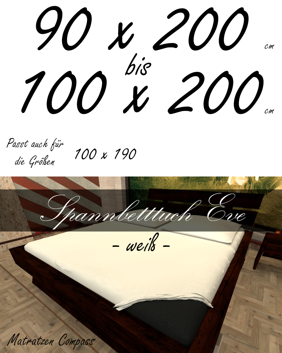 Hochwertiges Spannbetttuch 100 x 200 Eve weiß - bestens geeignet für Matratzen bis 24 cm Höhe