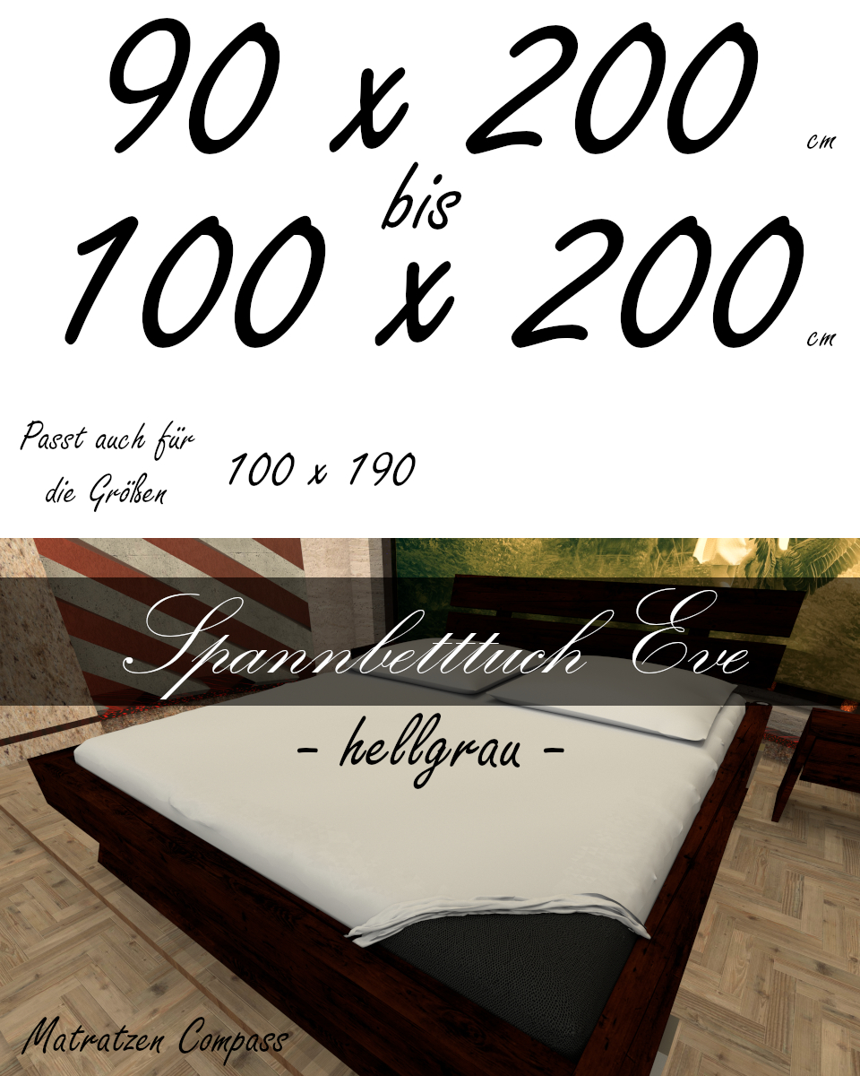 Hochwertiges Spannbetttuch 100 x 200 Eve hellgrau - bestens geeignet für Matratzen bis 24 cm Höhe