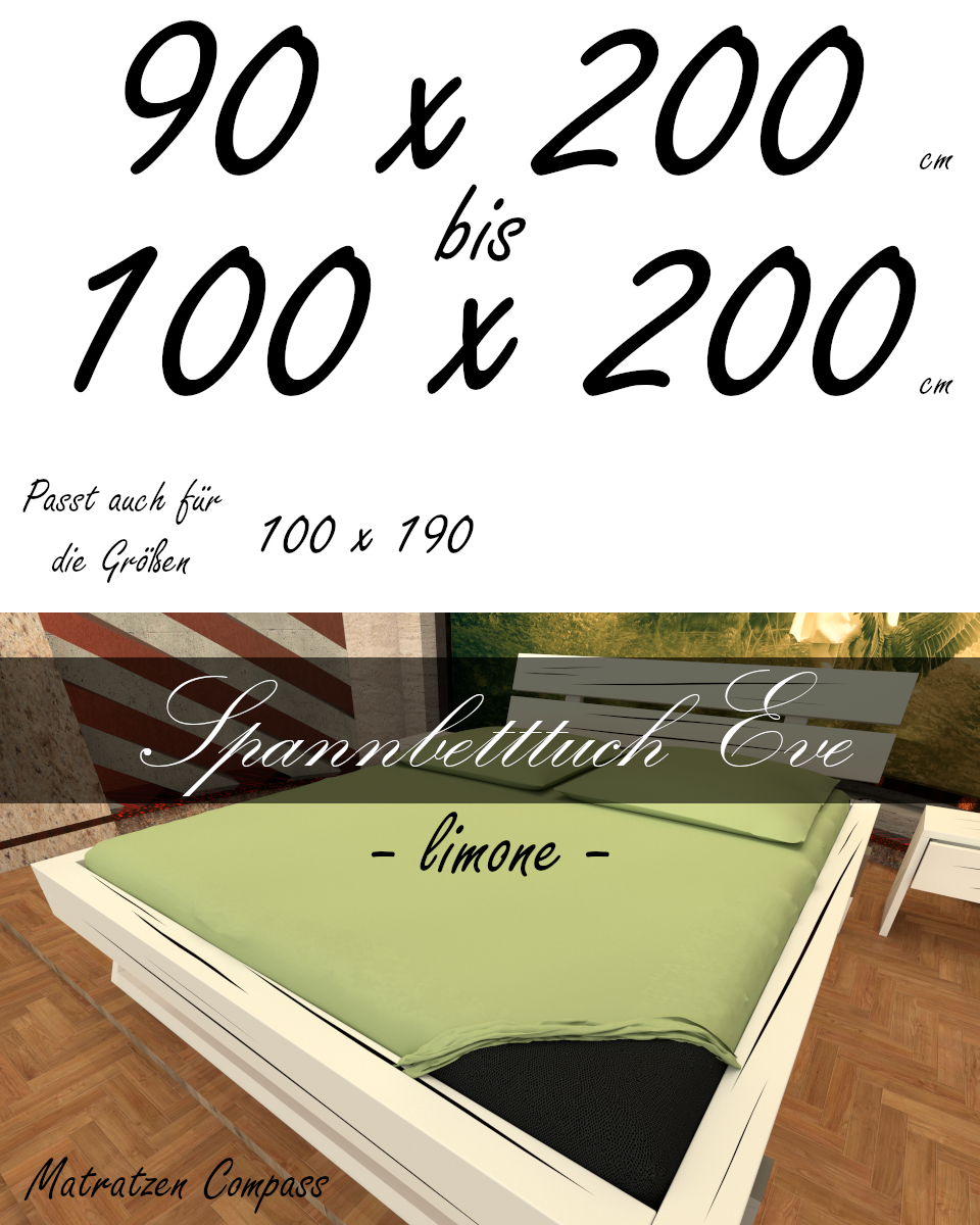 Hochwertiges Spannbetttuch 100 x 200 Eve limone - bestens geeignet für Matratzen bis 24 cm Höhe