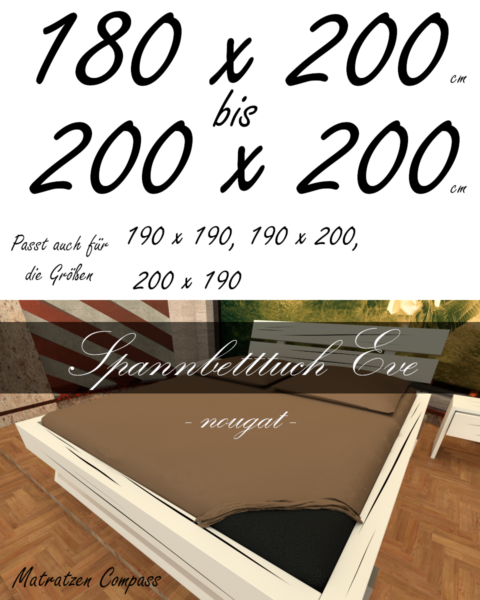 Hochwertiges Spannbetttuch 200 x 200 Eve nougat - bestens geeignet für Matratzen bis 24 cm Höhe