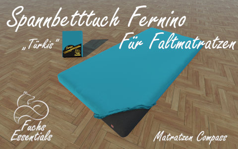 Bettlaken 110x180x11 Fernino tuerkis - speziell fuer faltbare Matratzen