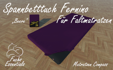 Bettlaken 110x180x14 Fernino beere - speziell fuer faltbare Matratzen