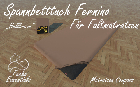 Spannbetttuch 110x180x14 Fernino hellbraun - speziell entwickelt fuer faltbare Matratzen