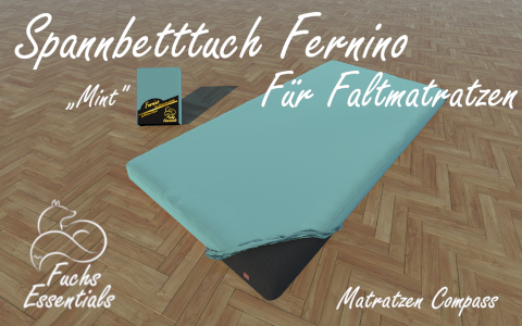 Bettlaken 100x180x8 Fernino mint - speziell fuer klappbare Matratzen