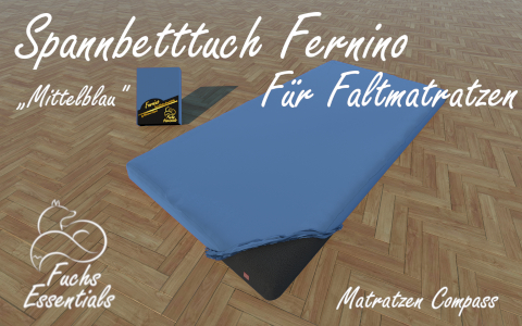 Bettlaken 110x200x14 Fernino mittelblau - insbesondere fuer Faltmatratzen