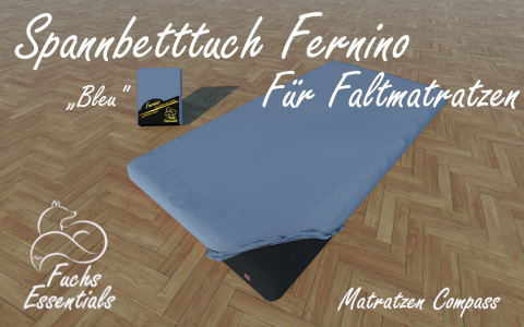 Spannbetttuch 100x190x8 Fernino bleu - besonders geeignet fuer faltbare Matratzen