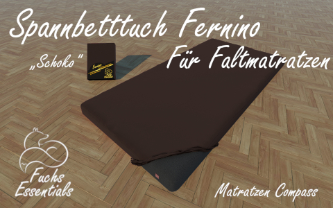 Bettlaken 100x180x8 Fernino schoko - besonders geeignet fuer faltbare Matratzen
