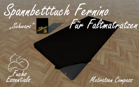 Spannbetttuch 100x190x14 Fernino schwarz - speziell fuer faltbare Matratzen