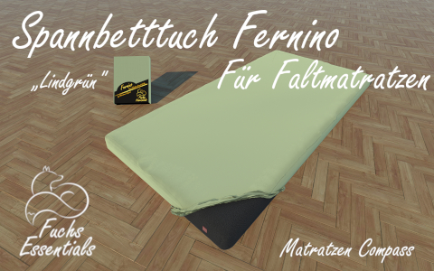 Spannbetttuch 110x200x14 Fernino lindgruen - besonders geeignet fuer faltbare Matratzen