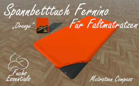 Spannlaken 100x190x11 Fernino orange - speziell fuer faltbare Matratzen