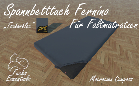 Bettlaken 100x190x8 Fernino taubenblau - besonders geeignet fuer Faltmatratzen