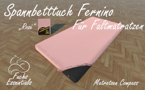 Spannbetttuch 100x190x11 Fernino rose - speziell entwickelt fuer Faltmatratzen