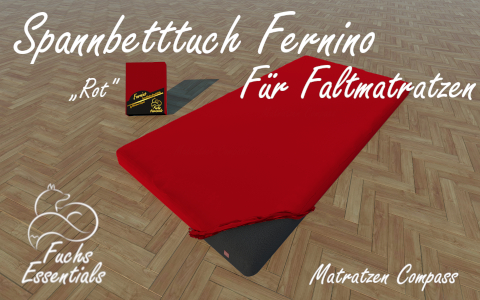 Spannlaken 112x180x11 Fernino rot - insbesondere fuer Faltmatratzen