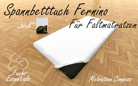 Bettlaken 120x190x8 Fernino weiss - besonders geeignet fuer faltbare Matratzen