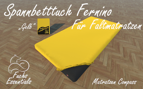 Spannbetttuch 110x200x8 Fernino gelb - sehr gut geeignet fuer Faltmatratzen