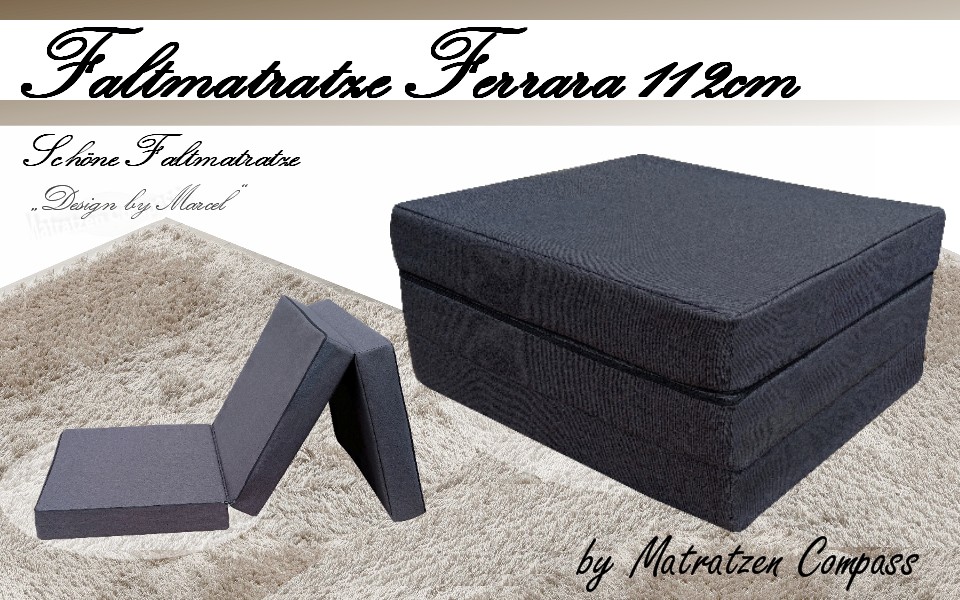 Klappbare-matratze-Ferrara-112x190-cm-faltmatratze-Ferrara-112x190-cm-fuer-vw-caddy-geeignet-faltbare-matratze-112x190-cm-Campingmatratze-Ferrara-112x190-cm Faltmatratze 112x190x10 cm Ferrara Anthrazit - angenehmes Liegeverhalten und stabiler Bezug
