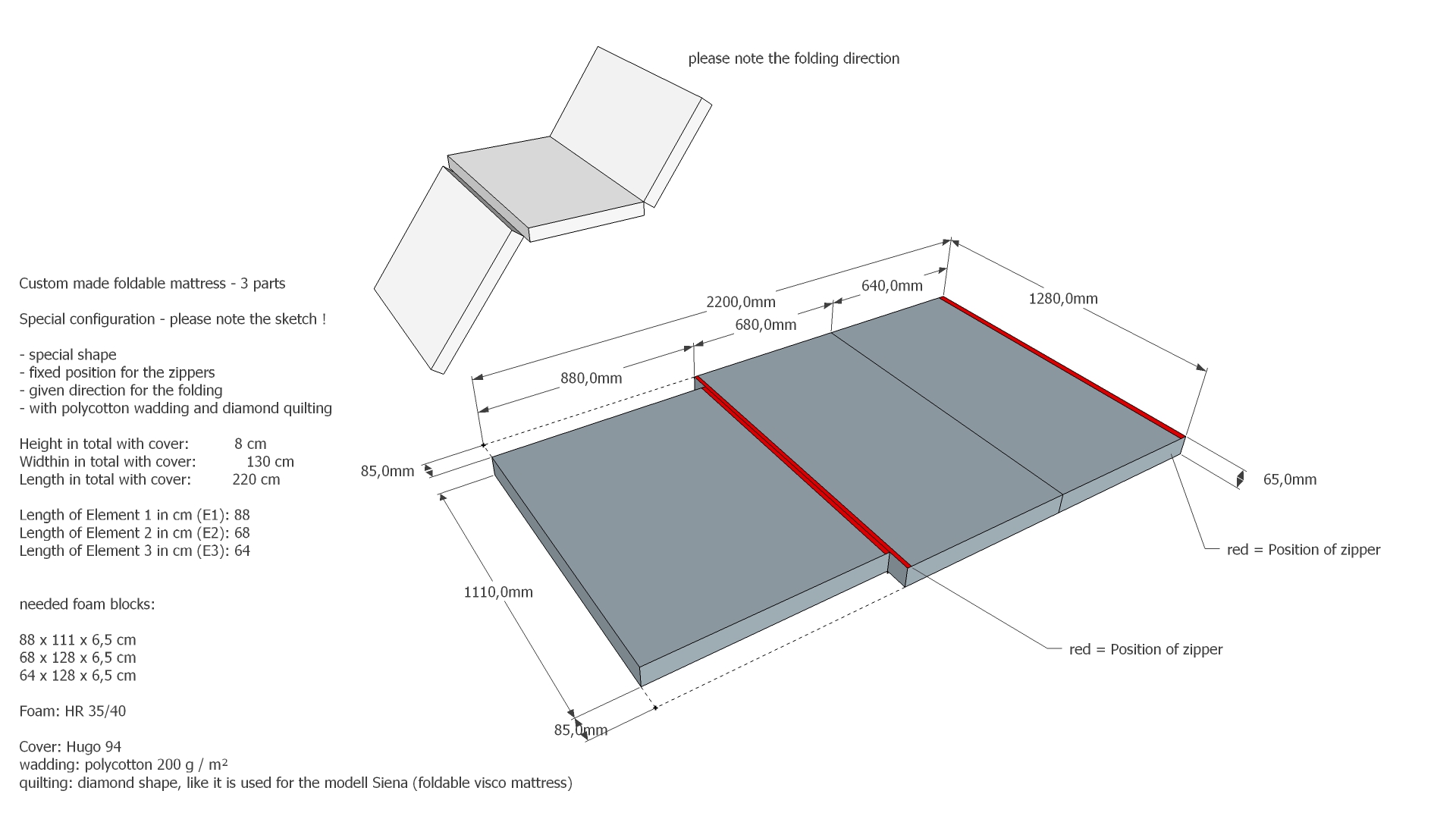 AN 12154 Caddy Maxi 130 x 220 x 8 cm (88-68-64)